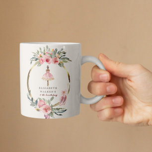 Ballerina Princess Floral Blush Birthday Party Coffee Mug