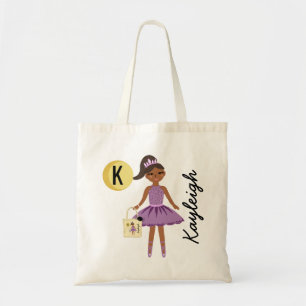 Ballerina Princess Halloween Treats Monogram Name Tote Bag
