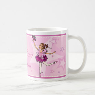 Ballerina princess pink and auburn hair girl mug