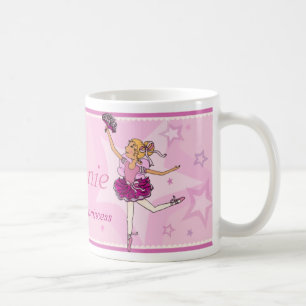 Ballerina princess pink and blonde hair girl mug