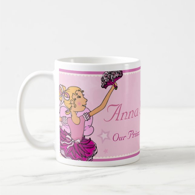 Ballerina princess pink and blonde hair girl mug (Left)