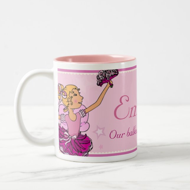 Ballerina princess pink & blonde hair girl mug (Left)