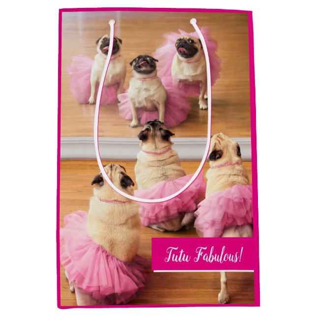 Ballerina Pugs In Tutus Medium Gift Bag (Front)