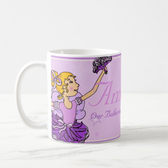 Ballerina purple and golden girls name mug (Left)