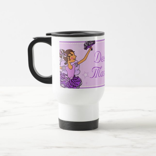 Ballerina purple dark hair girl ballet class mug (Left)