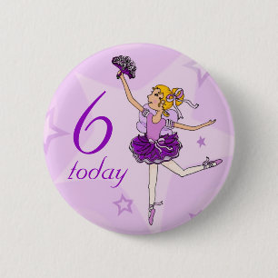 Ballerina purple girl birthday button