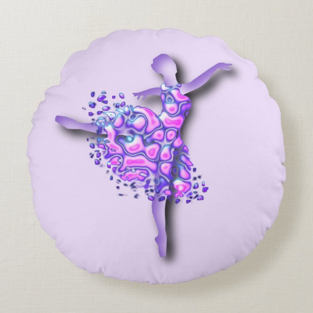 Ballerina Purple Round Pillow Ballet Dancer Woman (Front)