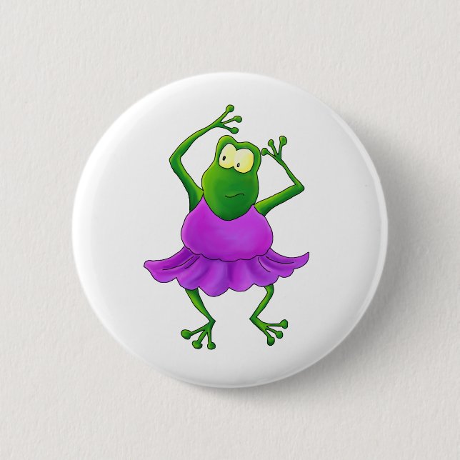 Ballerina Purple Tutu Dancing Frog 6 Cm Round Badge (Front)