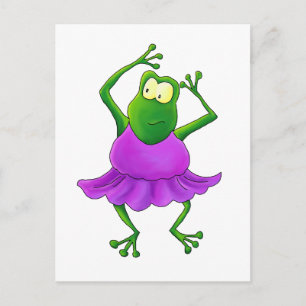 Ballerina Purple Tutu Dancing Frog Postcard