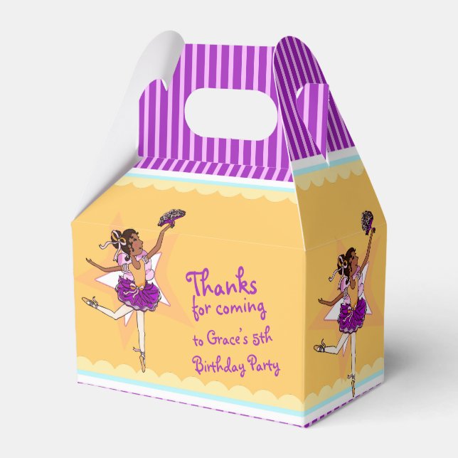 Ballerina purple yellow girls birthday favour box (Front Side)
