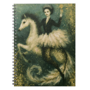 Ballerina Queen on Her Mermaid Seahorse Notebook