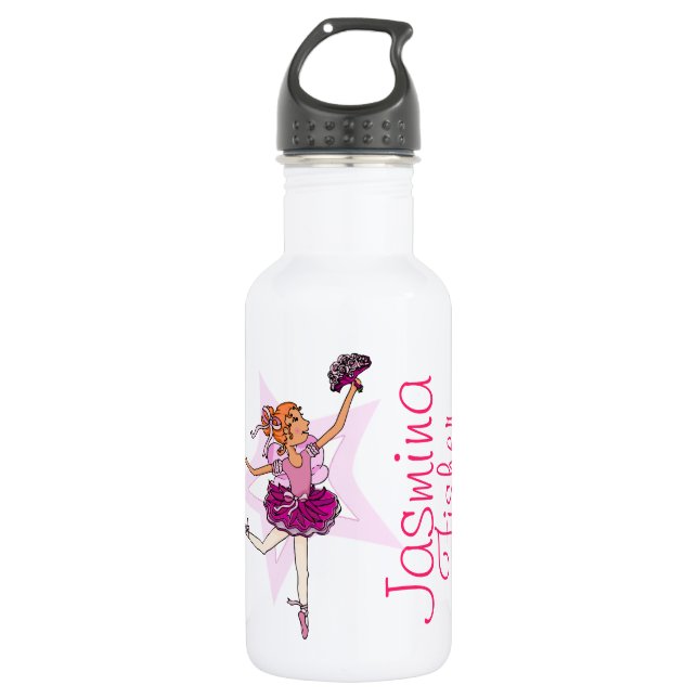 Ballerina red hair girls named white 532 ml water bottle (Front)
