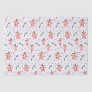 Ballerina Reindeer and Bows Christmas Tissue Paper