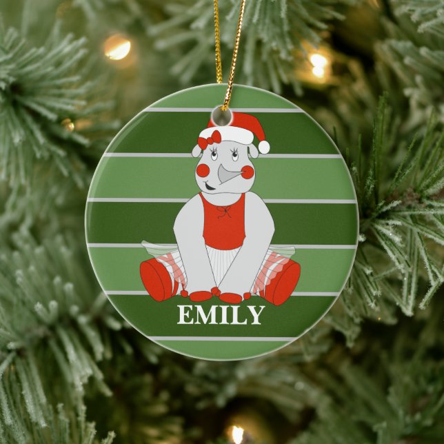 Ballerina Rhino Christmas Special Ceramic Tree Decoration (Tree)