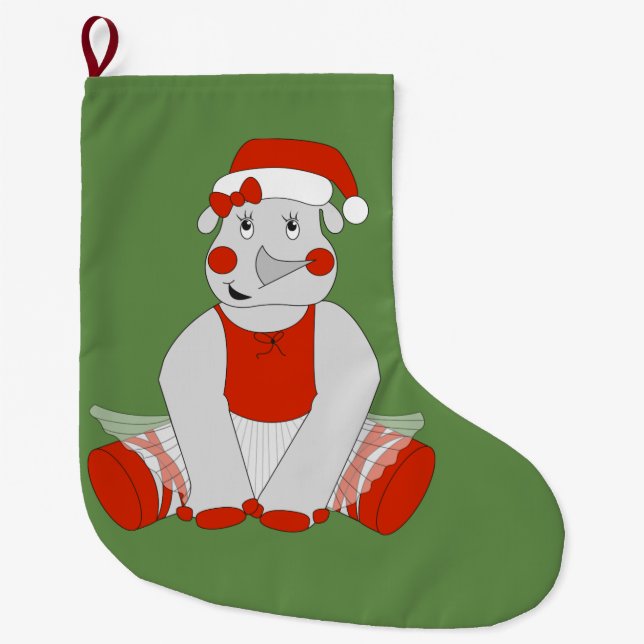 Ballerina Rhino - Christmas Special Large Christmas Stocking (Front)