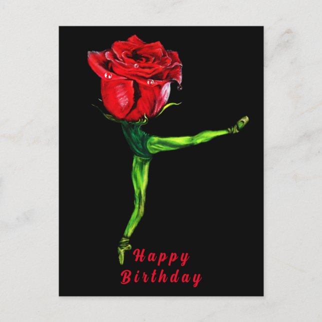 Ballerina Rose Ballet Dancer Birthday Card (Front)