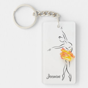 Ballerina Rose Ballet Dancer Personalised Name Key Ring