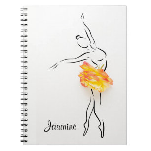 Ballerina Rose Ballet Dancer Personalized Name Notebook