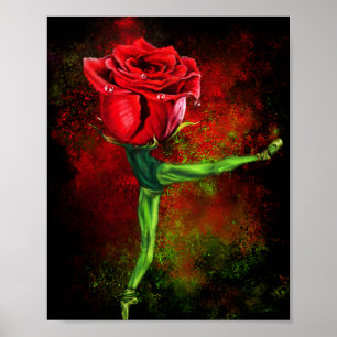 Ballerina Rose Ballet Dancer Poster - Painting