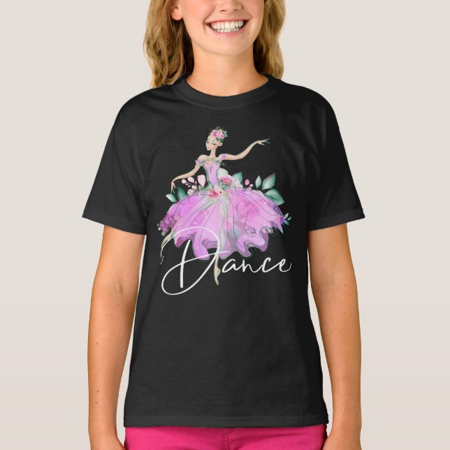 Ballerina rose ballet dress girls DANCE pink T-Shirt (Front)