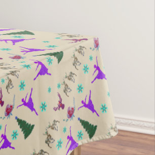 Ballerina Roses Deer Holiday Art  Tablecloth