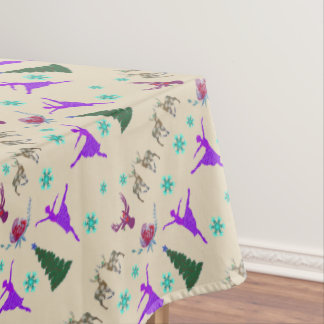 Ballerina Roses Deer Holiday Art Tablecloth