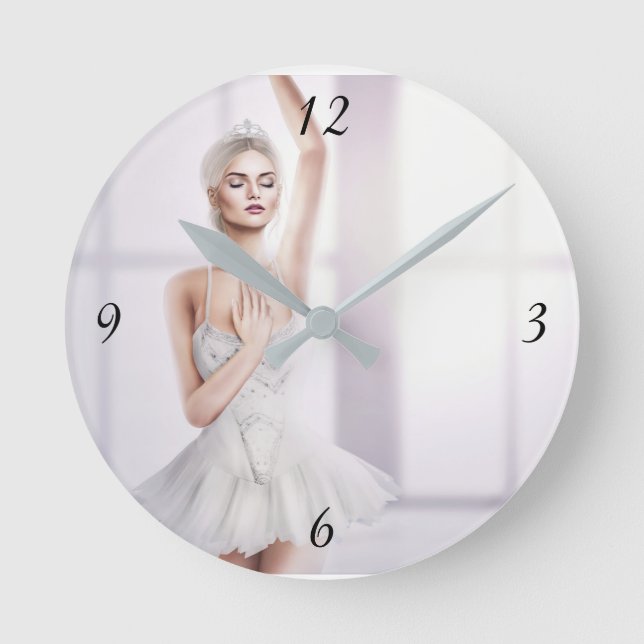 Ballerina Round Medium-Sized Wall Clock (Front)