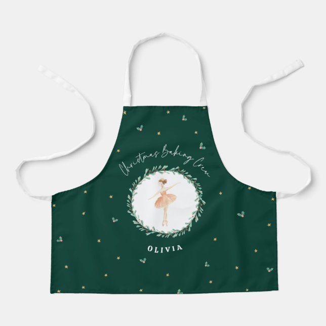 Ballerina rustic traditional botanical Christmas Apron (Front)