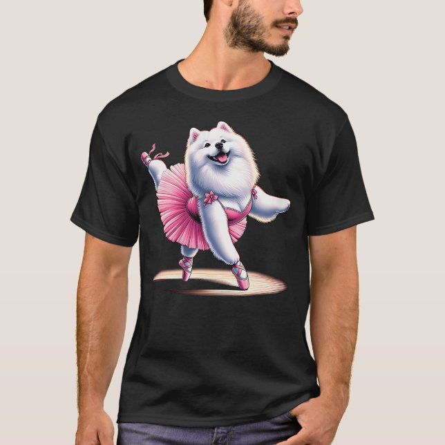 Ballerina Samoyed Dog Dancing T-Shirt (Front)