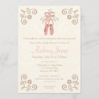 Ballerina Shoes Ballet Baby Girl Shower Invitation