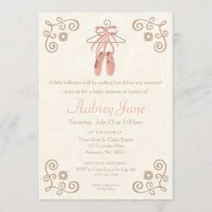 Ballerina Shoes Ballet Baby Girl Shower Invitation