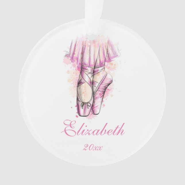 Ballerina shoes christmas tree ornament pink (Front)