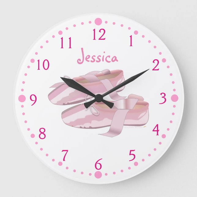 Ballerina Shoes Clock Personalised Ballet Gift (Front)