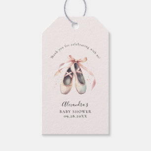 Ballerina Shoes Pink Bow Gold Baby Girl Shower  Gift Tags