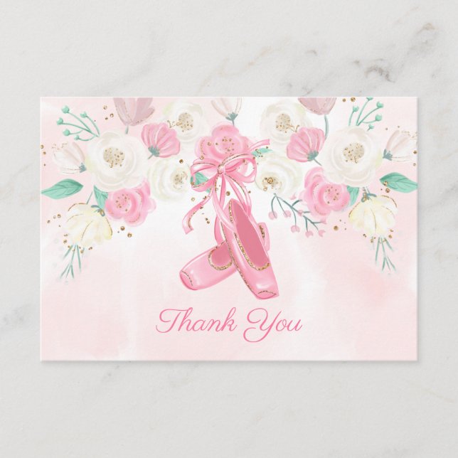 Ballerina Shoes Thank You Enclosure Card (Front)