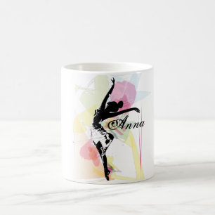 Ballerina silhouette colorful customizable name coffee mug