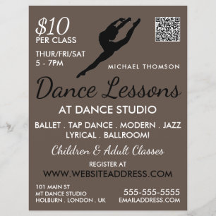 Ballerina Silhouette, Dance Lesson Advertising Flyer