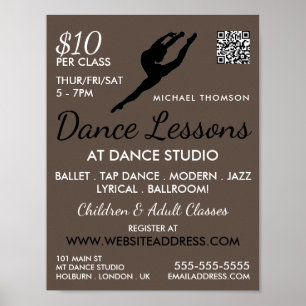 Ballerina Silhouette, Dance Lesson Advertising Poster