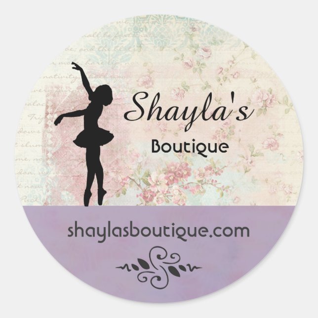 Ballerina Silhouette Elegant Vintage Business Classic Round Sticker (Front)