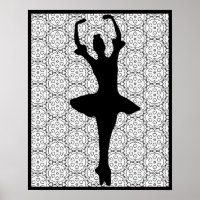 Ballerina Silhouette on a Heart Mandala background