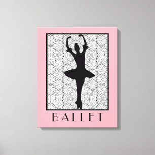 Ballerina Silhouette on a Heart Mandala Pattern Canvas Print