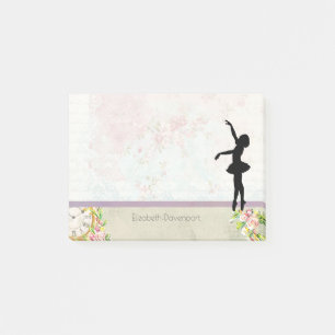 Ballerina Silhouette on Elegant Vintage Pattern Post-it Notes