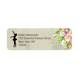 Ballerina Silhouette on Vintage Floral Design