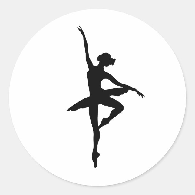 Ballerina silhouette outlines classic round sticker (Front)