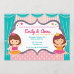 Ballerina Sister Twins Birthday Party Invitation<br><div class="desc">You'll want to dance and twirl with the birthday girls using this fabulous Ballerina Birthday Invitation. Features an adorable ballerina princess girls with stars and curtain background,  all ready for the show!</div>