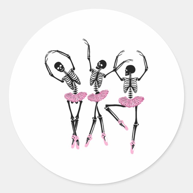 Ballerina Skeletons Dancing Halloween Ballerina Sk Classic Round Sticker (Front)