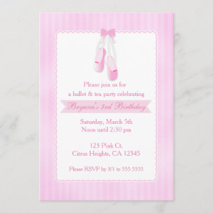 Ballerina Slippers Pink Ballet Party Invitations