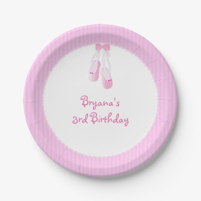 Ballerina Slippers Pink Ballet Party Plates (Front)