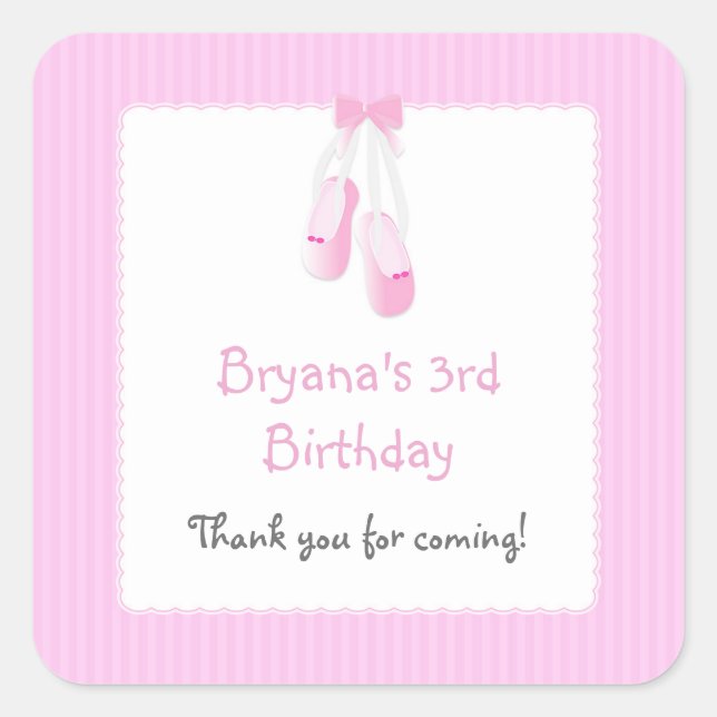 Ballerina Slippers Pink Ballet Party Stickers (Front)