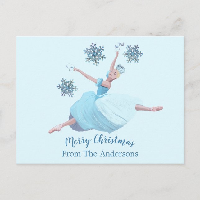 Ballerina Snowflakes The Nutcracker Holiday Postcard (Front)